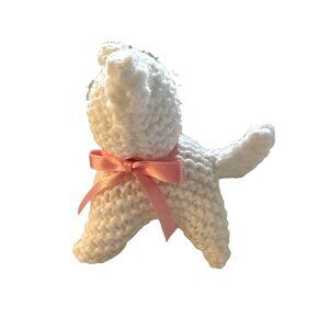 Handmade Crochet White Cat Plush Stuffy Squishy Baby Kids Amigurumi Soft 4”